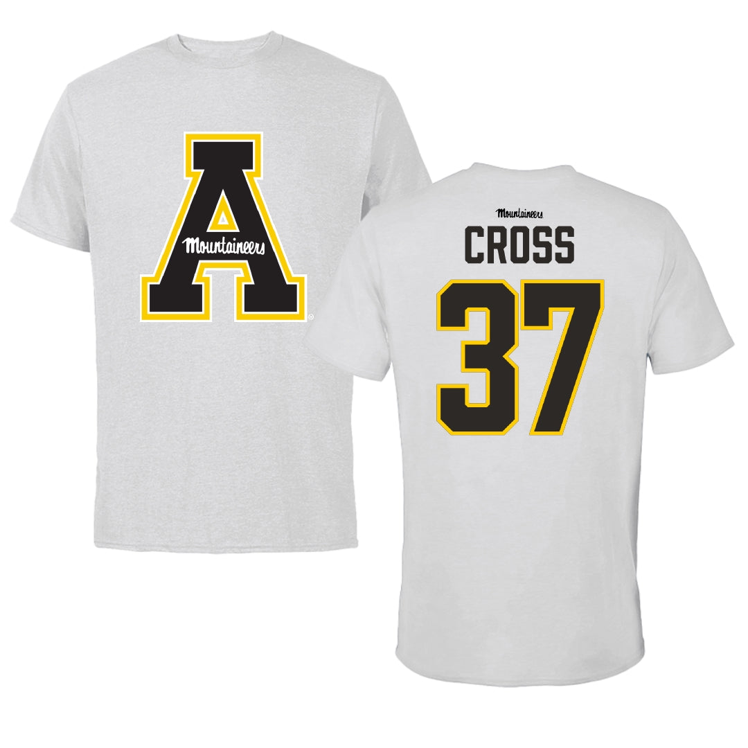 Appalachian State University Baseball Light Gray Performance Tee - #37 Caleb Cross