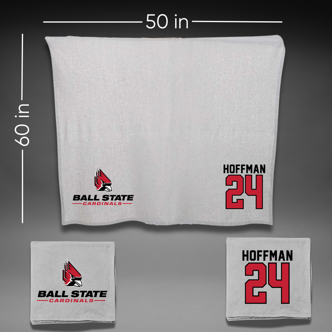 Ball State University Softball Gray Blanket - #24 Jessica Hoffman