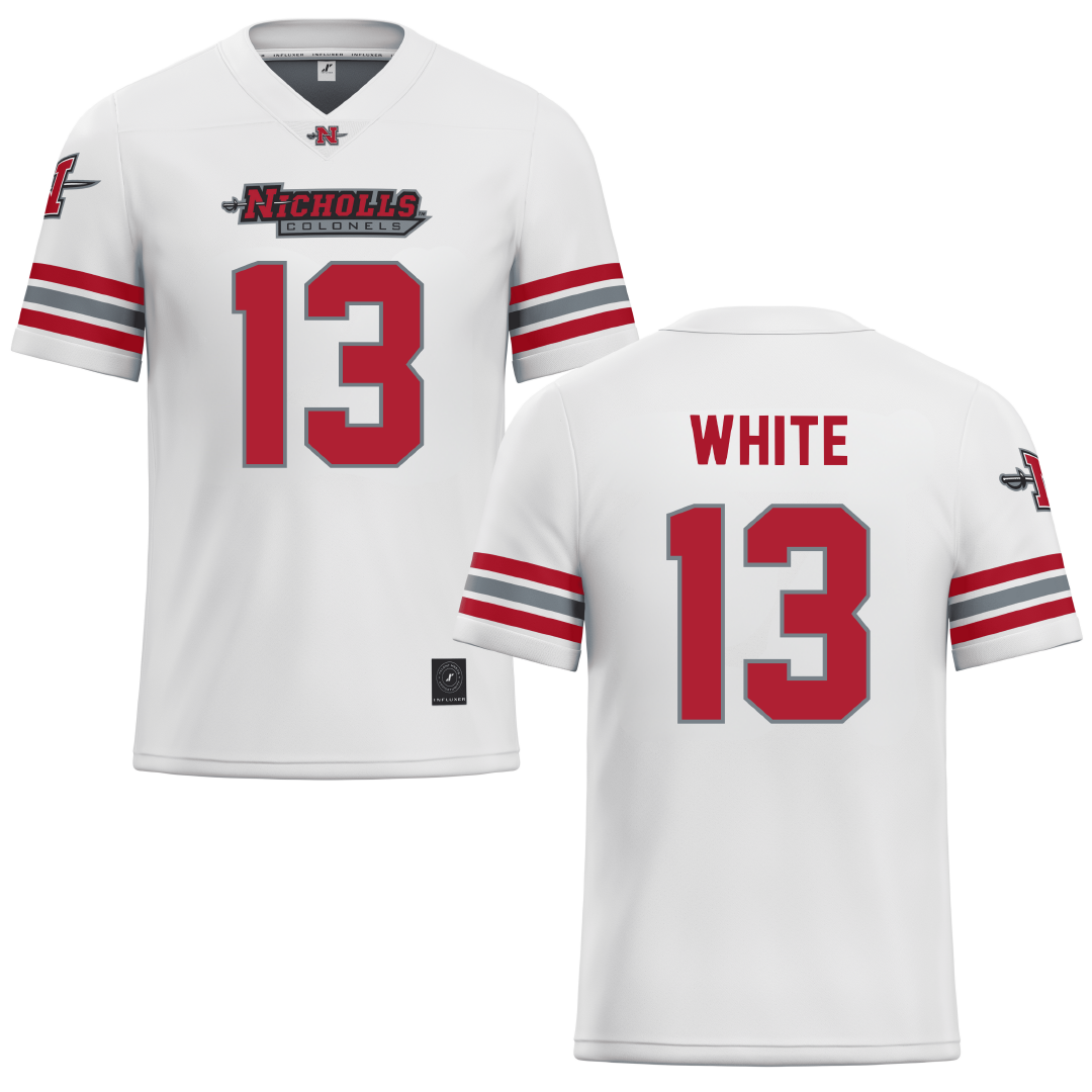 Nicholls State University White Football Jersey - #13 Kylin White