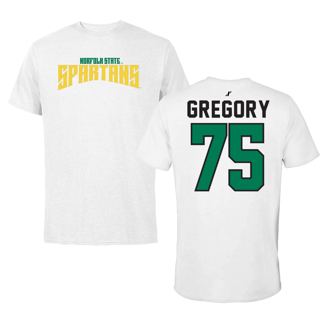 Norfolk State University Football White Classic Tee - #75 Evan Gregory