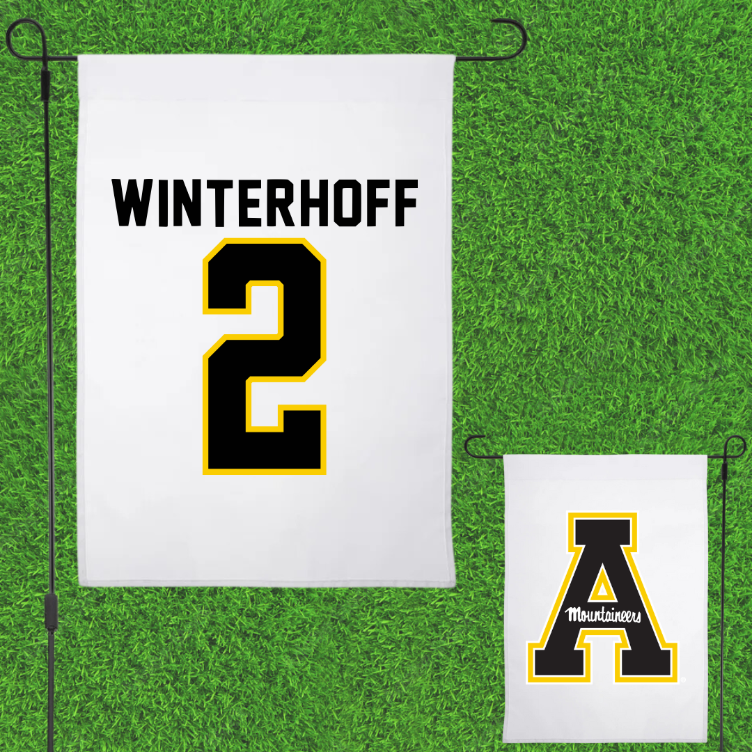 Appalachian State University Volleyball White Garden Flag - #2 Maya Winterhoff