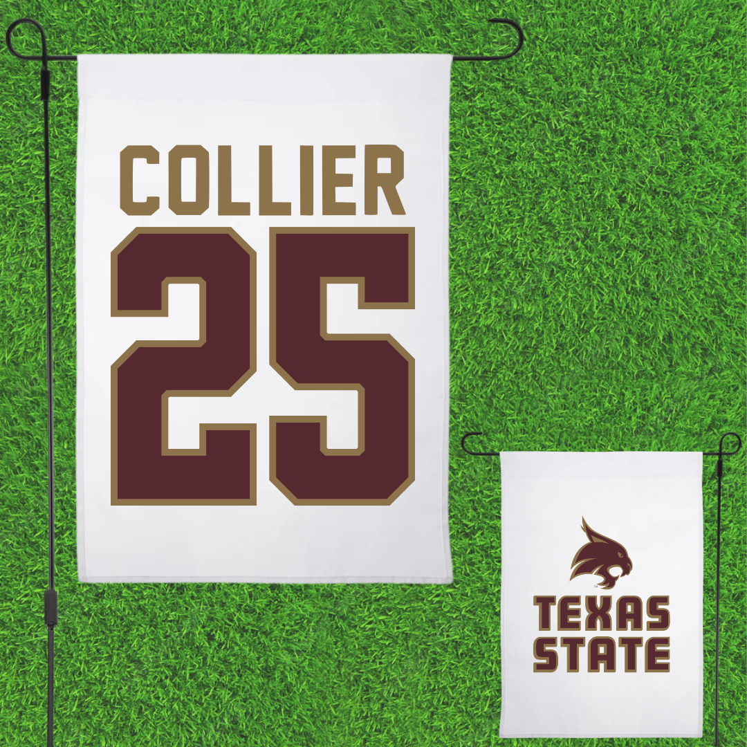 Texas State University Baseball White Garden Flag - #25 Ian Collier