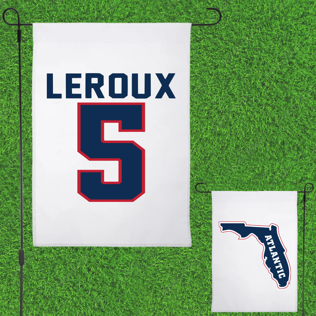 Florida Atlantic University Baseball White Garden Flag - #5 Brando Leroux