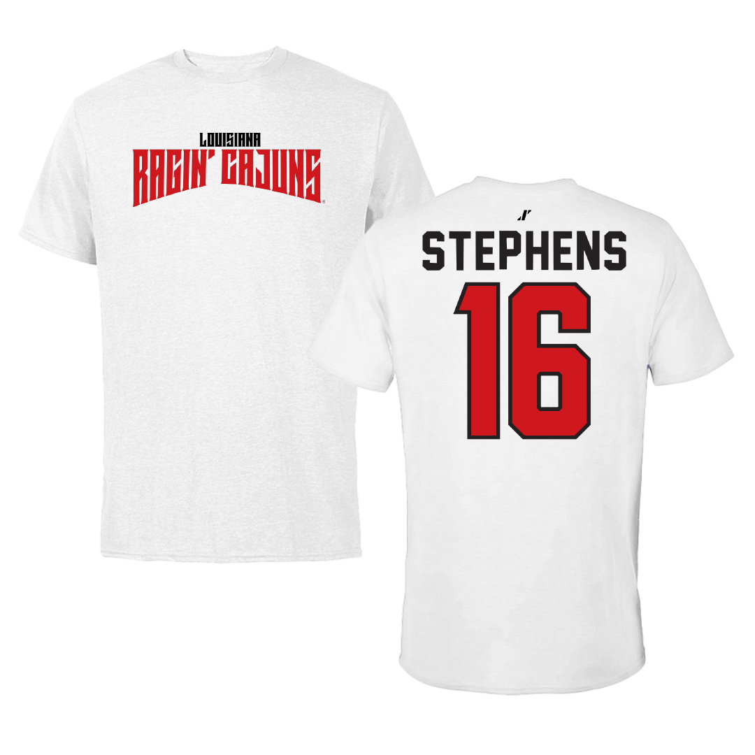 University of Louisiana at Lafayette Soccer White Classic Performance Tee - #16 Sisley Stephens
