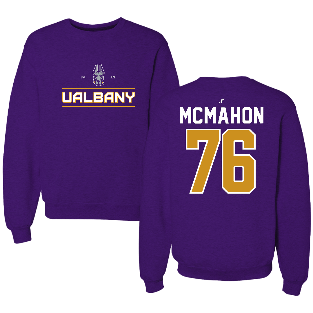 University at Albany Football Purple General Crewneck - #76 Joey McMahon