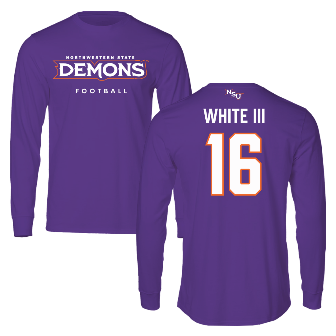 Northwestern State University Football Purple Demons Long Sleeve - #16 William White III