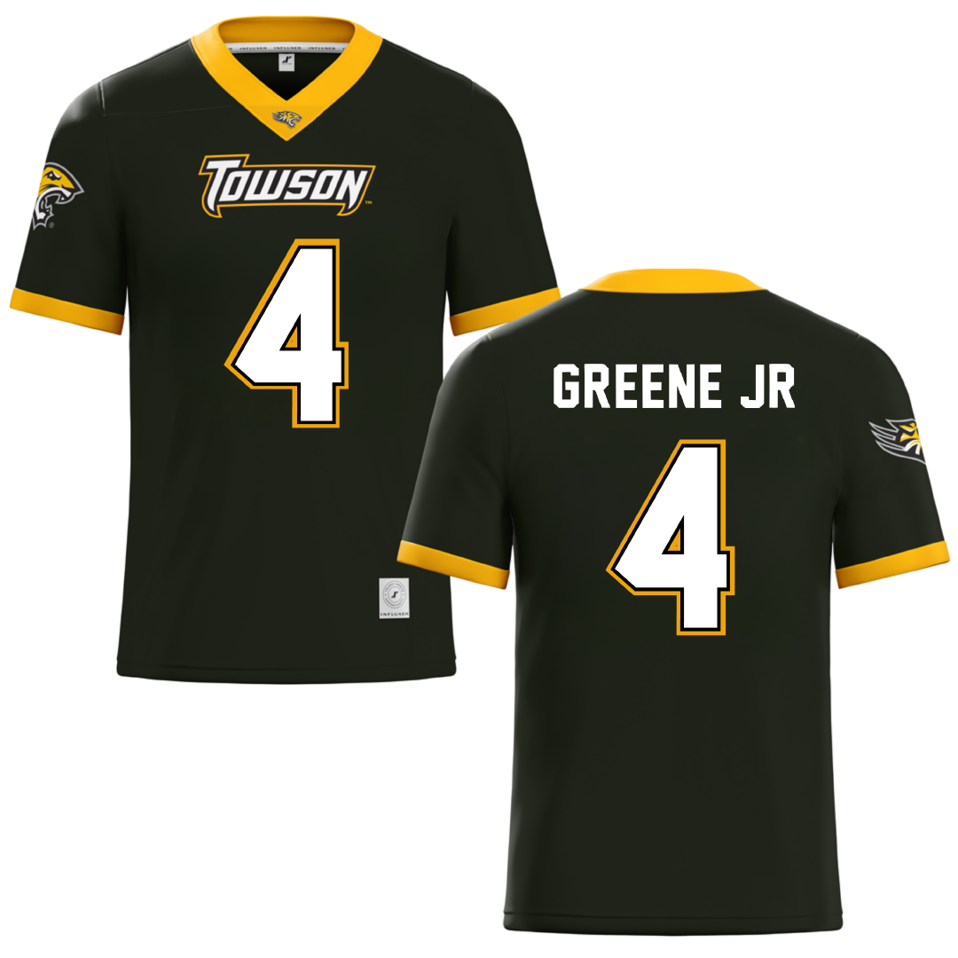 Towson University Black Football Jersey - #4 Tyrell Greene Jr