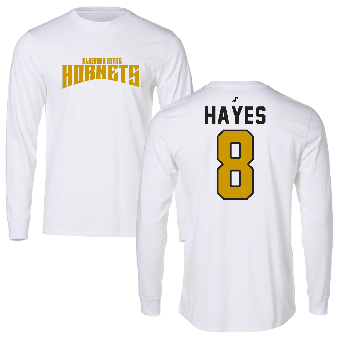 Alabama State University Football White Classic Long Sleeve - #8 James Hayes