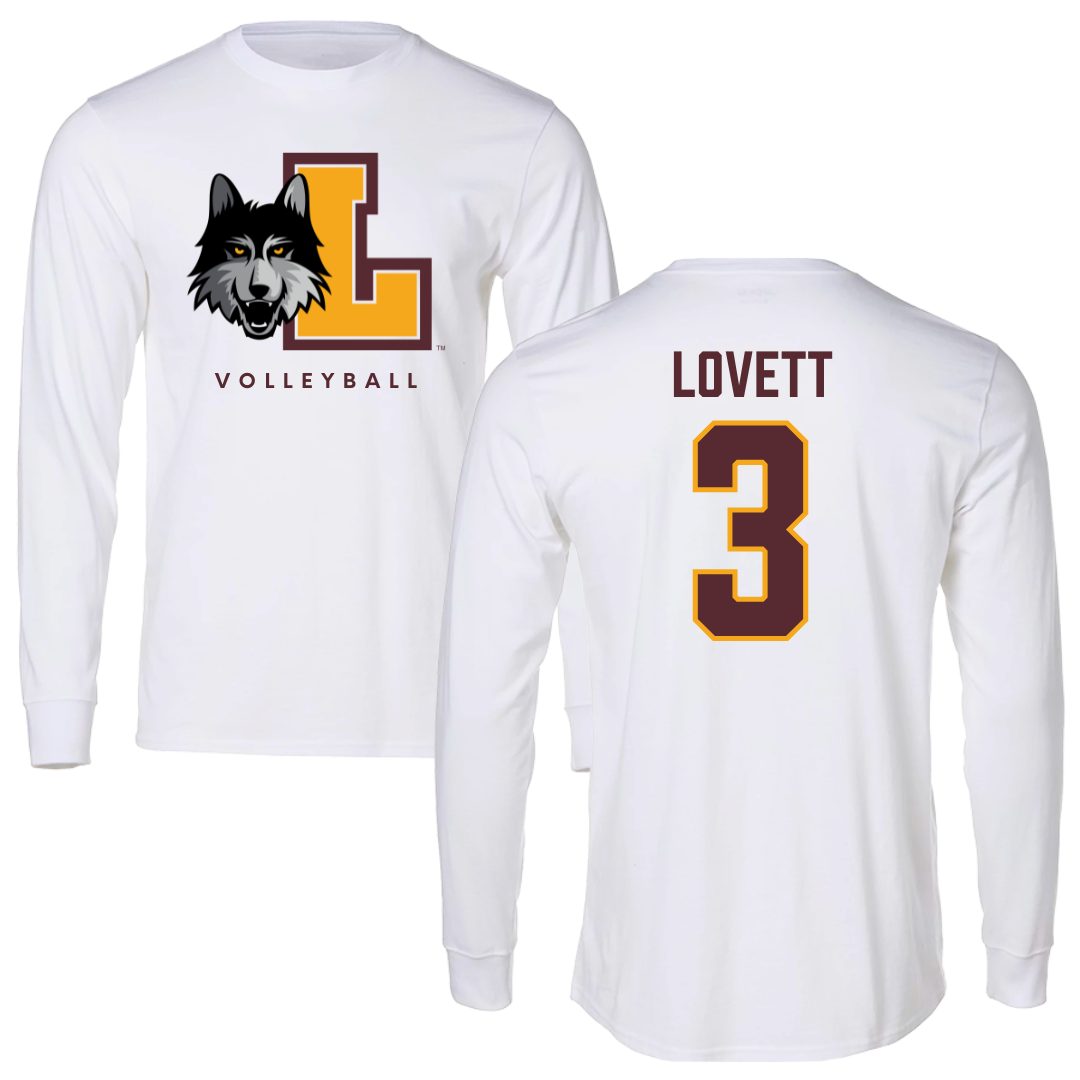 Loyola University-Chicago Volleyball White Mascot Long Sleeve - #3 Olivia Lovett