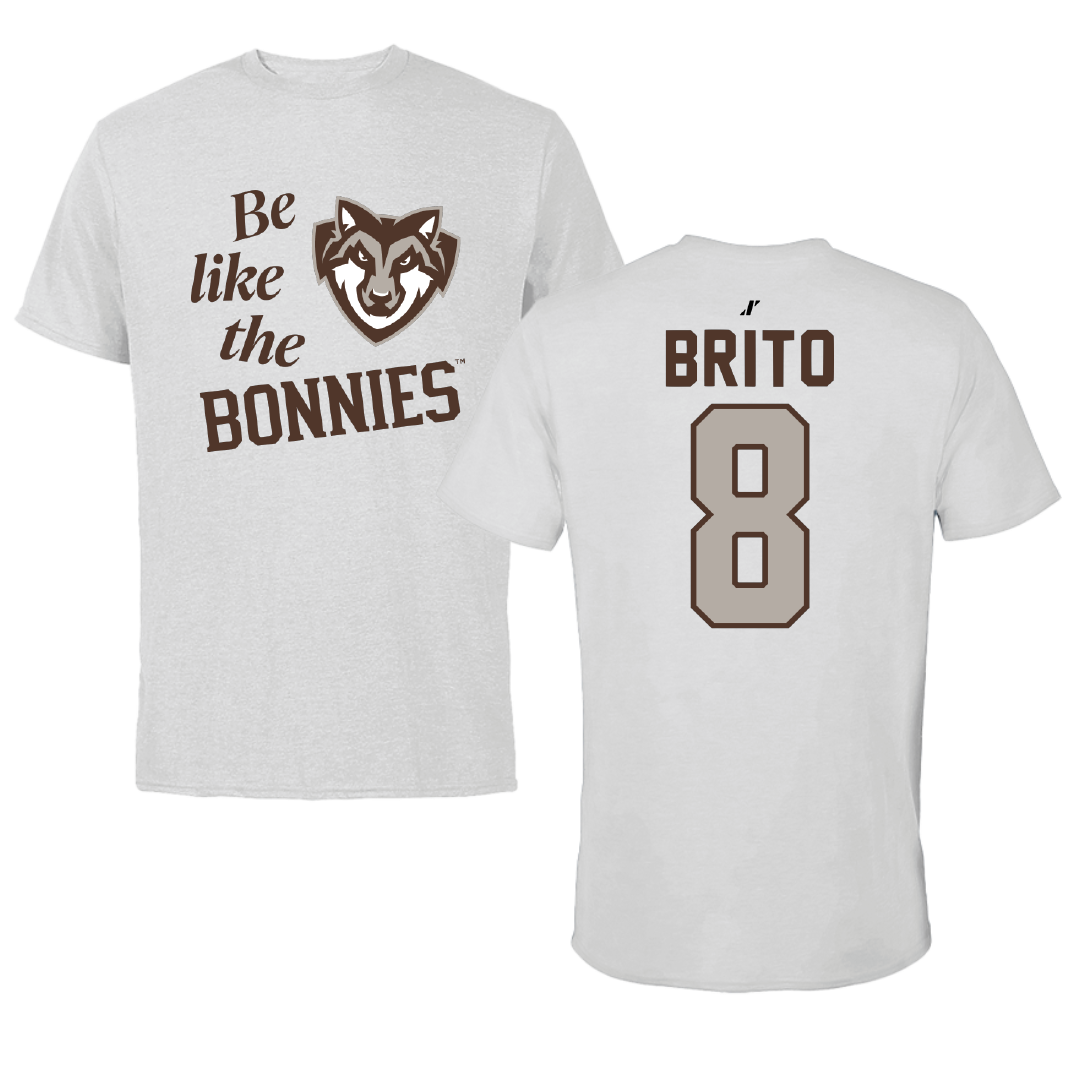 St. Bonaventure University Soccer Light Gray Be Like Us Performance Tee - #8 Kenzo Brito