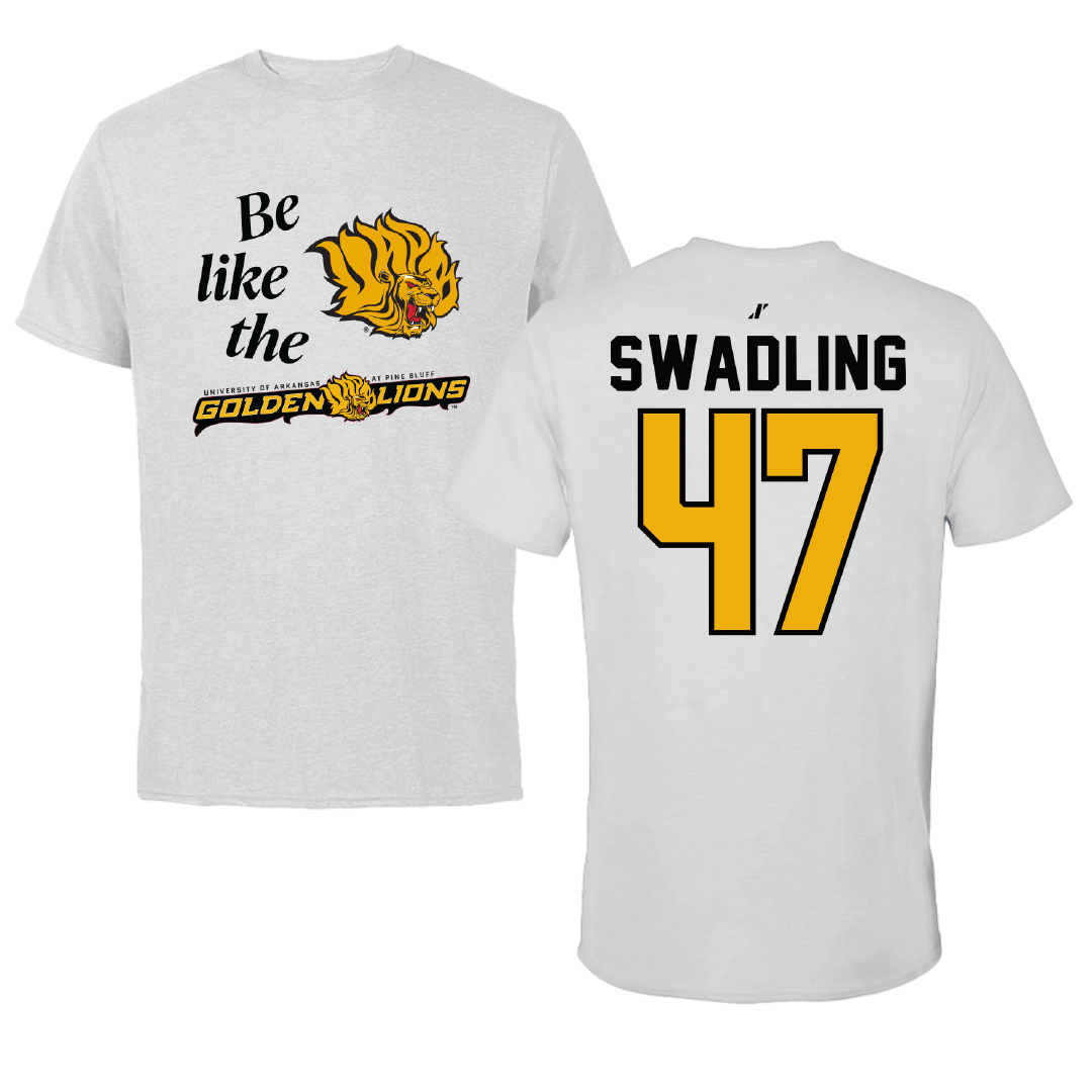University of Arkansas-Pine Bluff Football Light Gray Be Like Us Tee - #47 Andrew Swadling