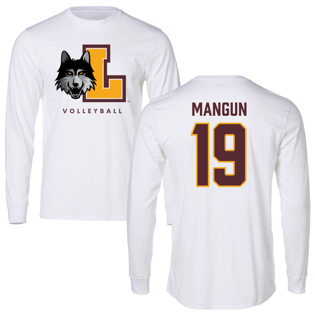 Loyola University-Chicago Volleyball White Mascot Long Sleeve - #19 Dan Mangun