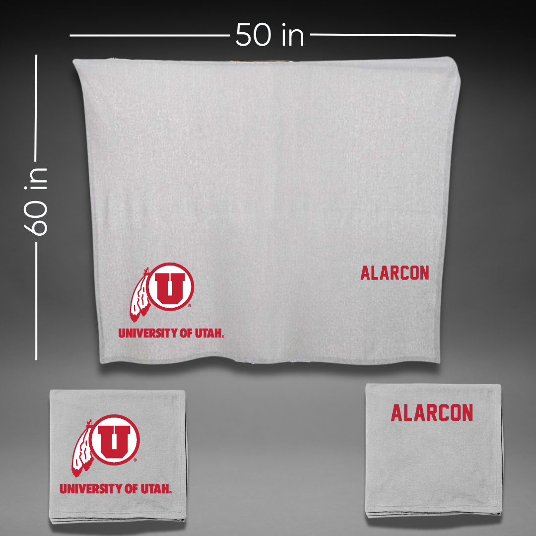 University of Utah Swimming & Diving Gray Blanket - Landon Alarcon