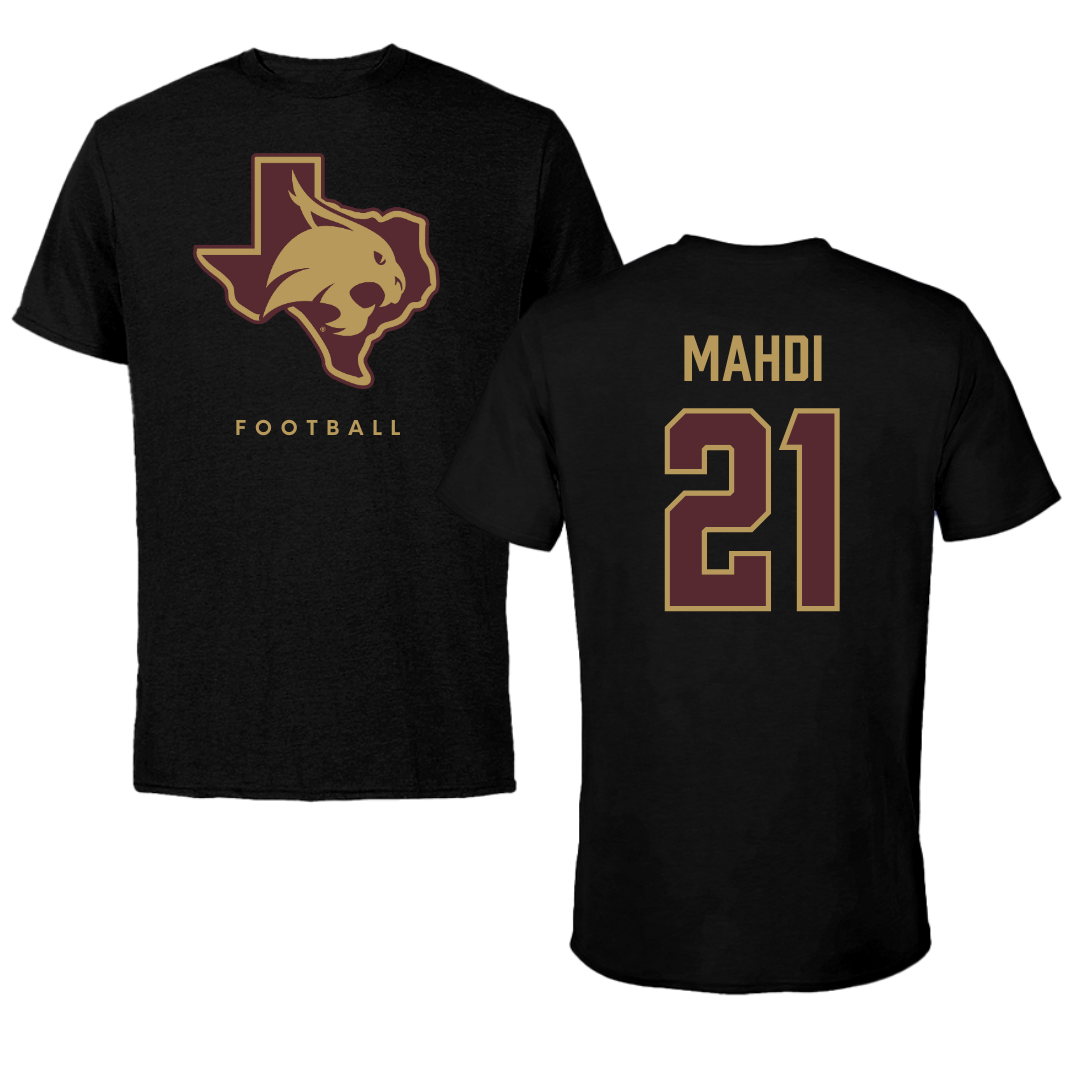 Texas State University Football Black Performance Tee - #21 Ismail Mahdi