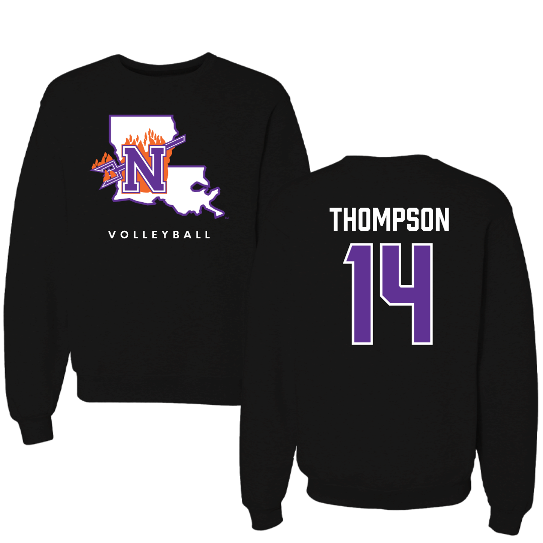 Northwestern State University Volleyball Black Block Crewneck - #14 Reaghan Thompson