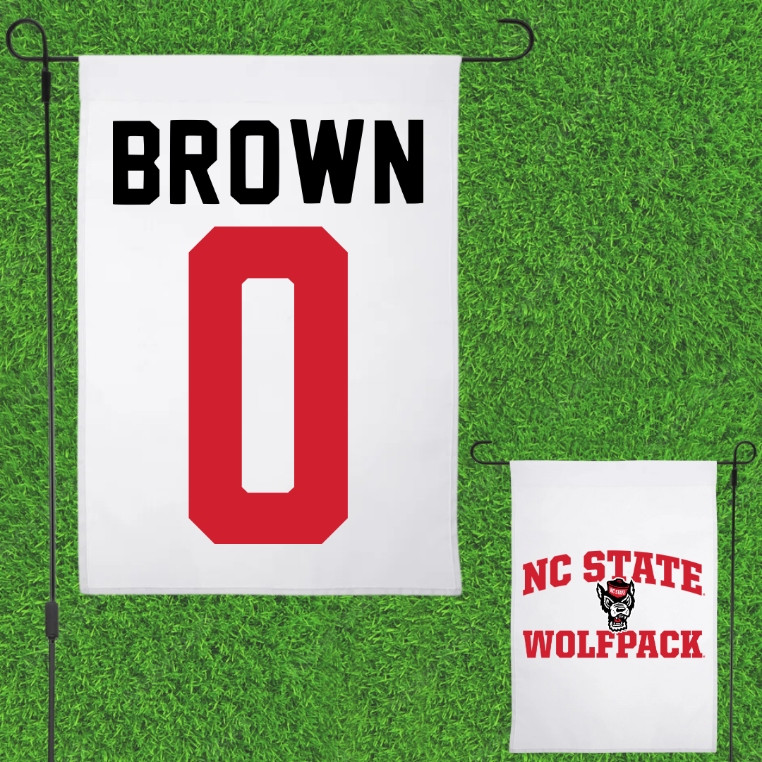 North Carolina State University Football White Garden Flag - #0 Sean Brown
