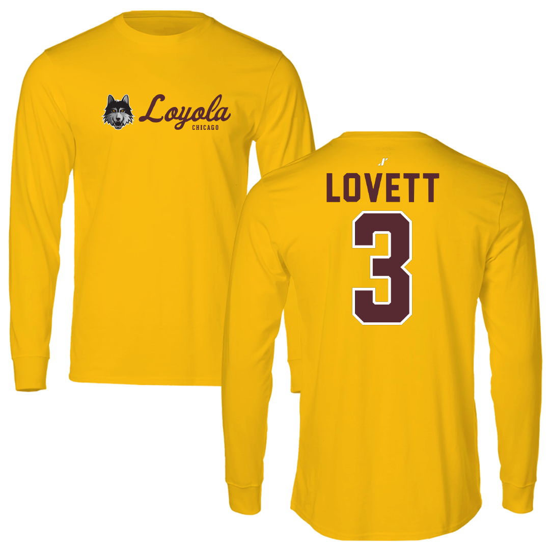 Loyola University-Chicago Volleyball Gold General Performance Long Sleeve - #3 Olivia Lovett