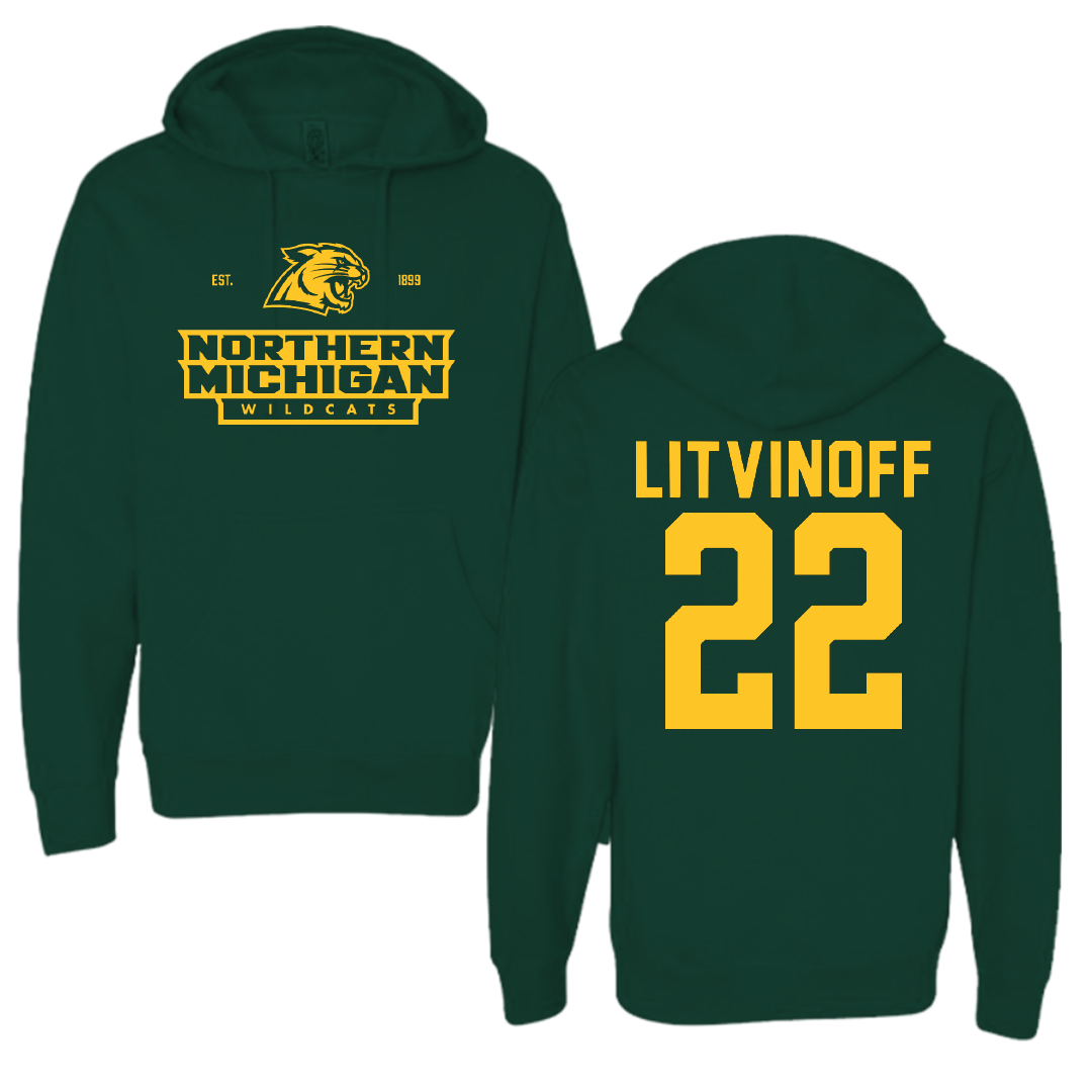 Northern Michigan University Basketball Forest Green General Hoodie - #22 Kennedy Litvinoff