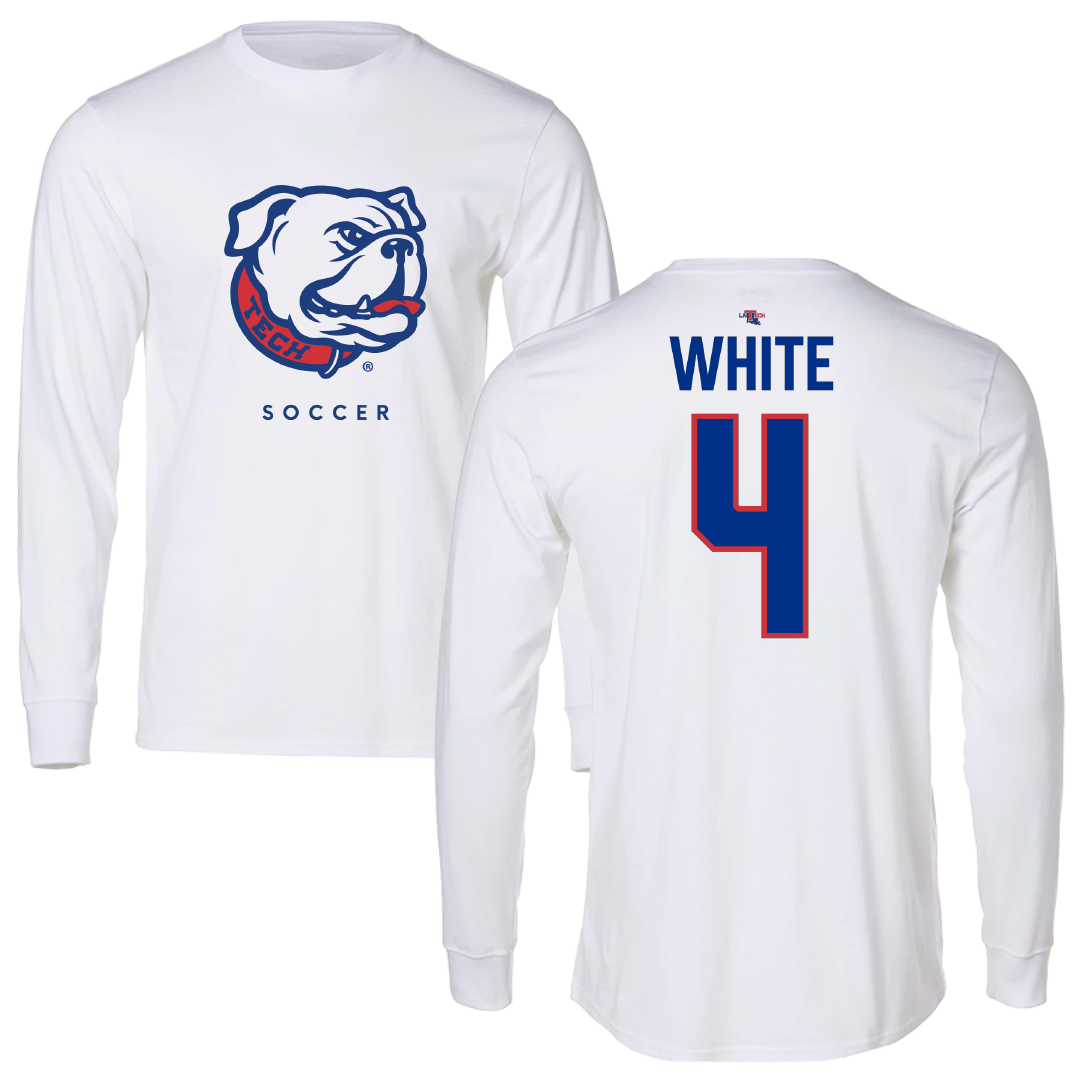 Louisiana Tech University Soccer White Long Sleeve - #4 Ella White