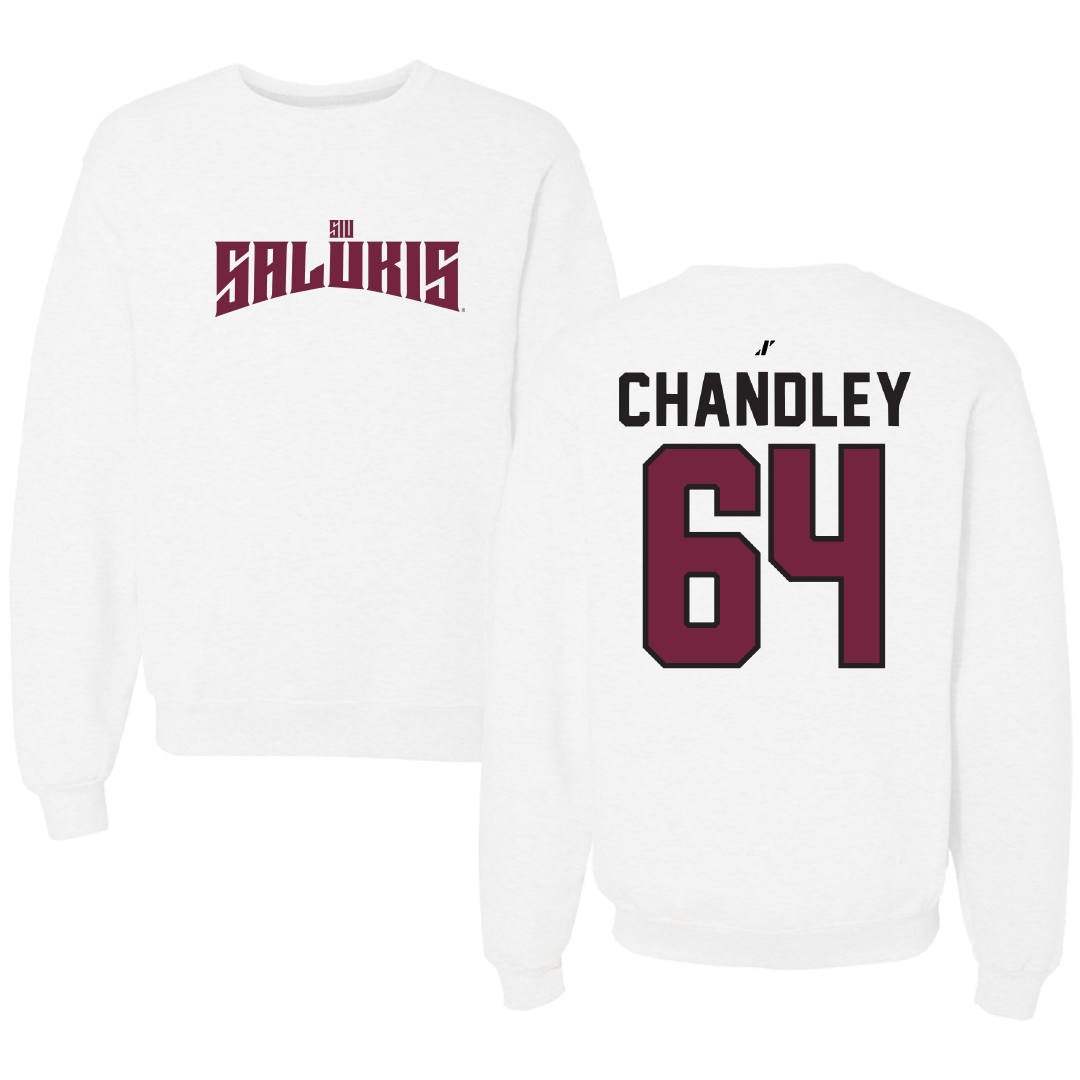 Southern Illinois University at Carbondale Football White Classic Crewneck - #64 Ryan Chandley