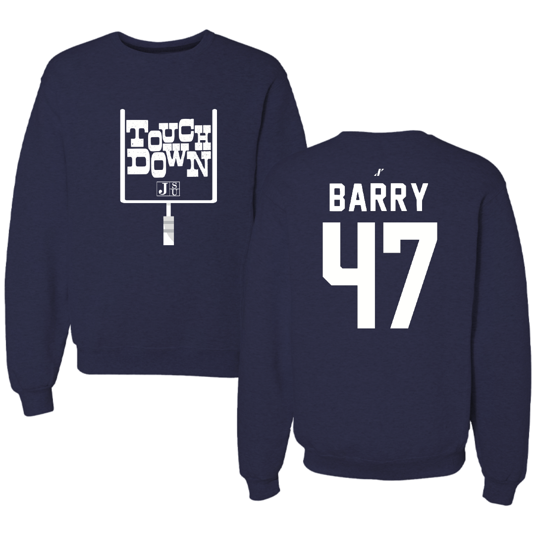 Jackson State University Football Navy Touchdown Crewneck - #47 Jackson Barry