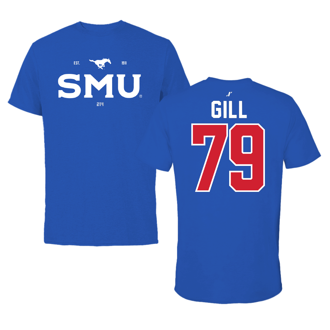 Southern Methodist University Football Blue General Tee - #79 Reagan Gill