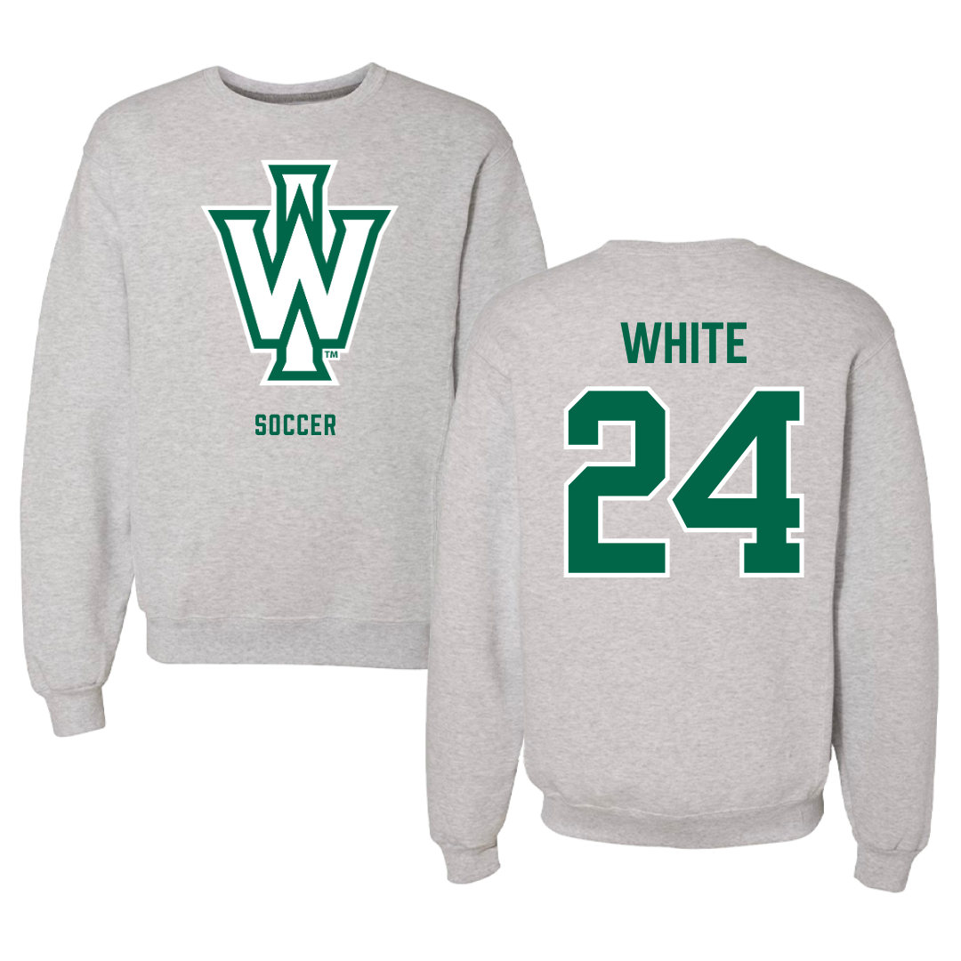 Illinois Wesleyan University Soccer Gray Crewneck - #24 Sawyer White