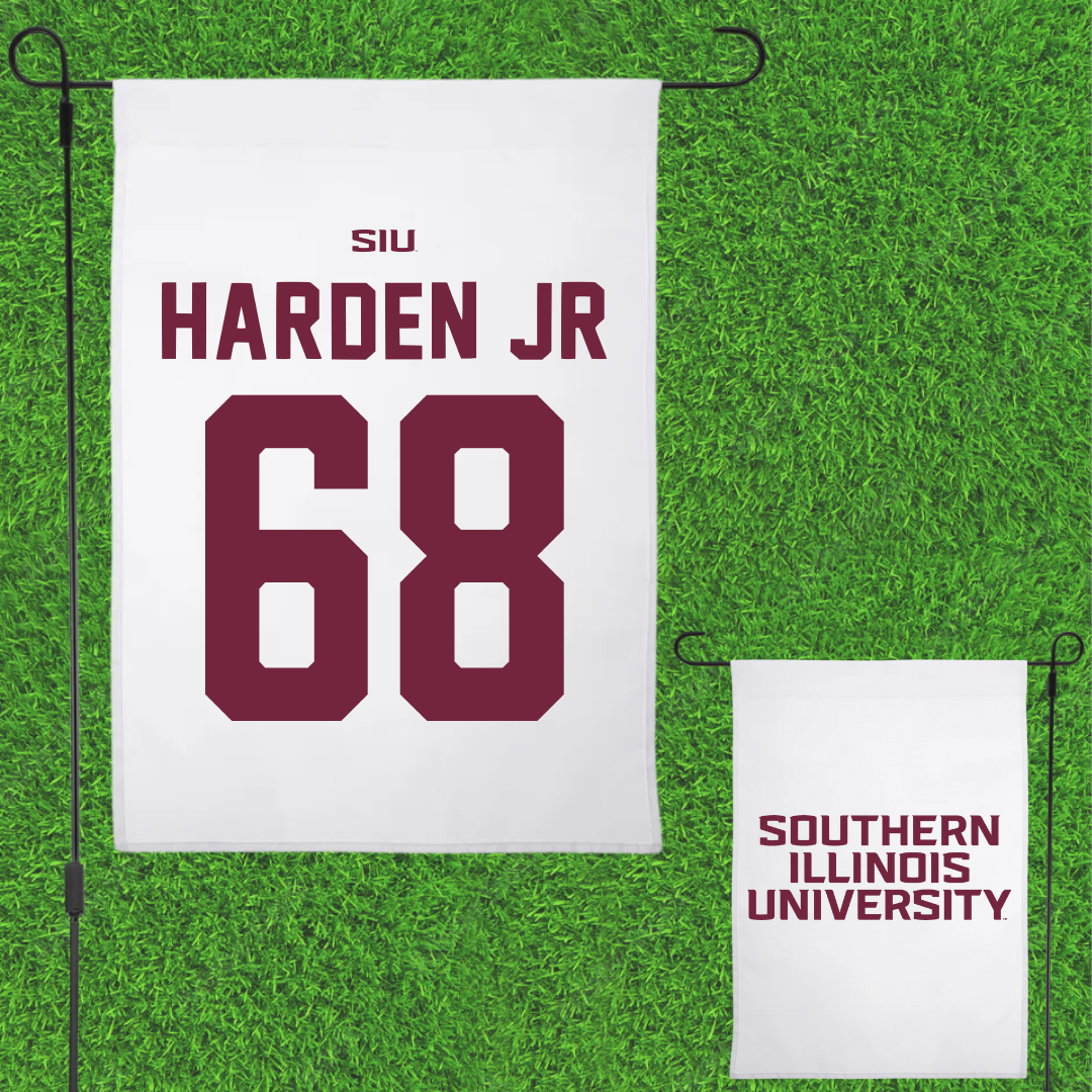 Southern Illinois University at Carbondale Football White Garden Flag - #68 Derek Harden Jr
