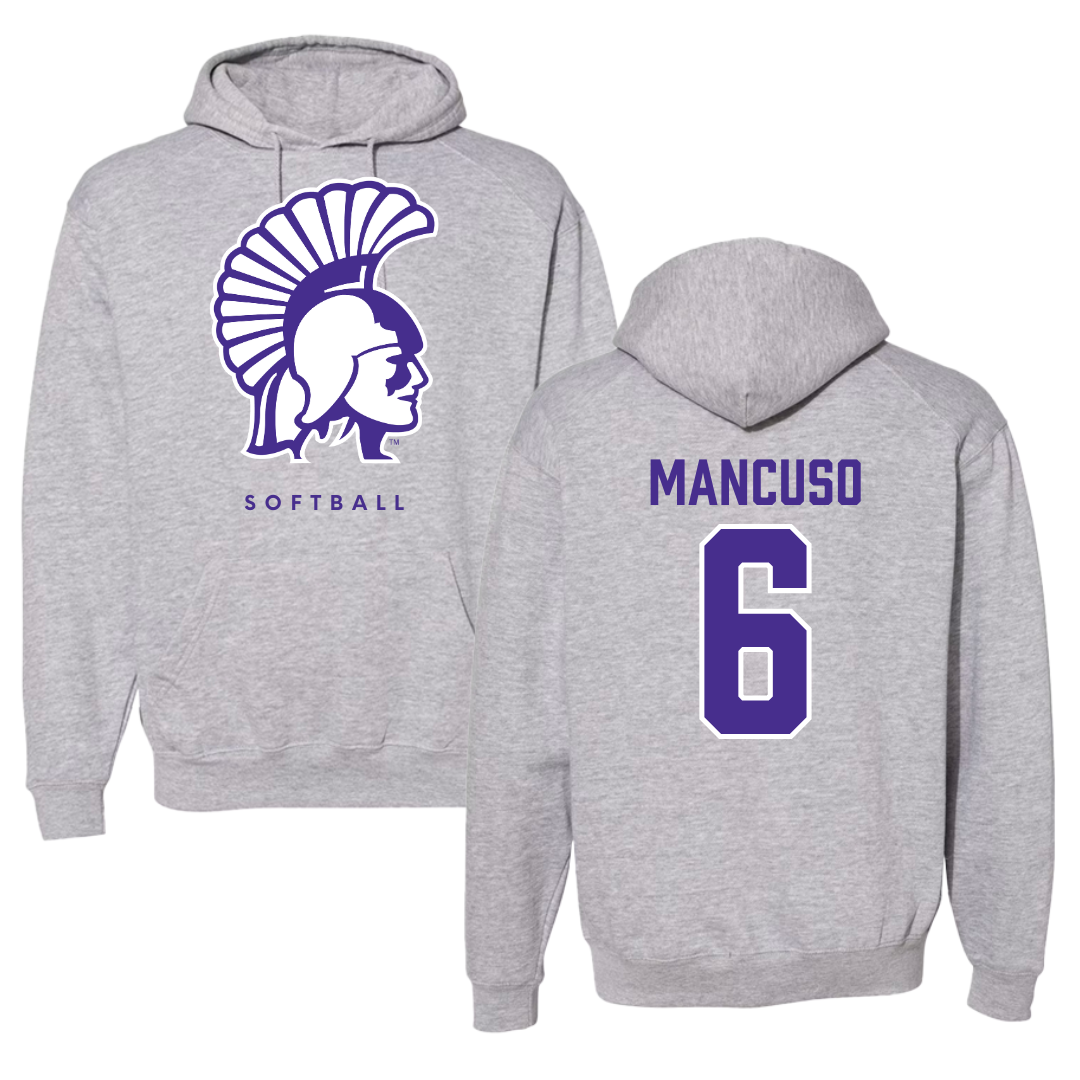 Winona State University Softball Gray Hoodie - #6 Tiegan Mancuso