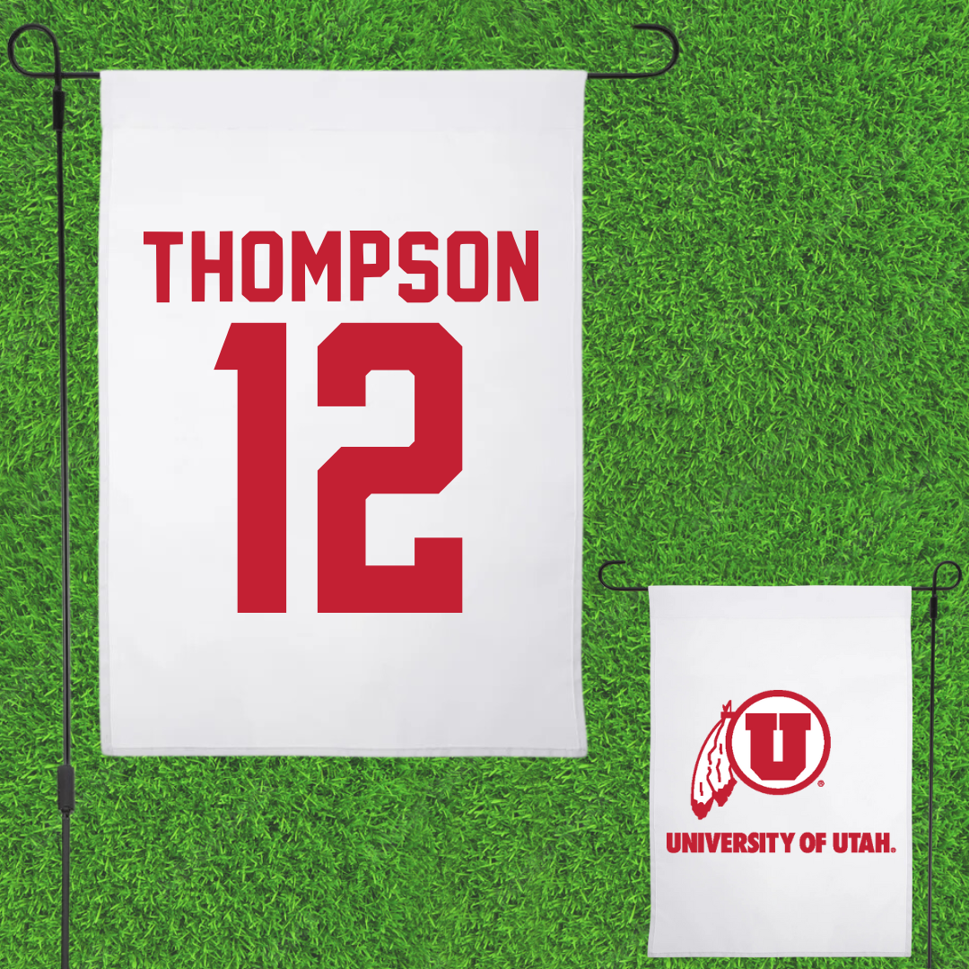 University of Utah Beach Volleyball White Garden Flag - #12 Siona Thompson