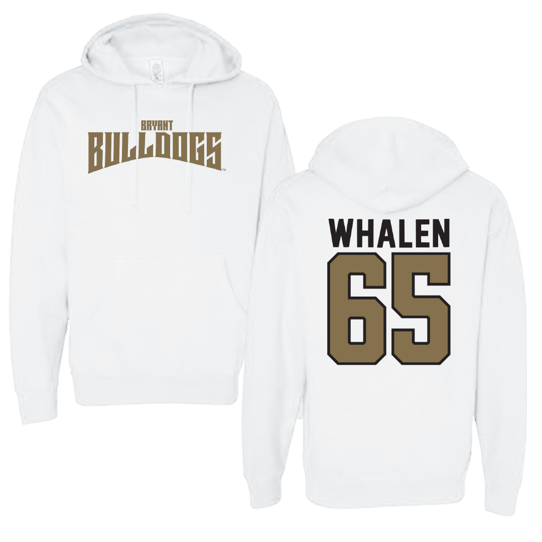 Bryant University Football White Classic Hoodie - #65 Wyatt Whalen