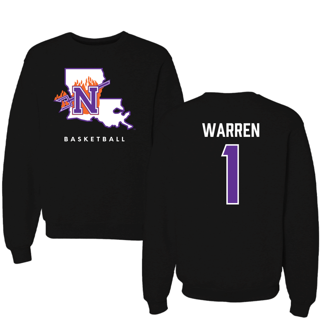 Northwestern State University Basketball Black Block Crewneck - #1 JT Warren