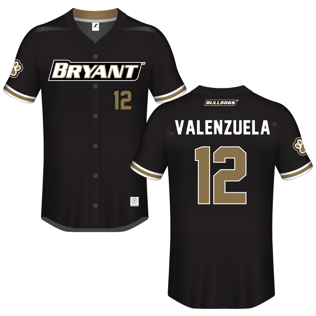 Bryant University Black Button-Down Jersey - #12 Faith Valenzuela