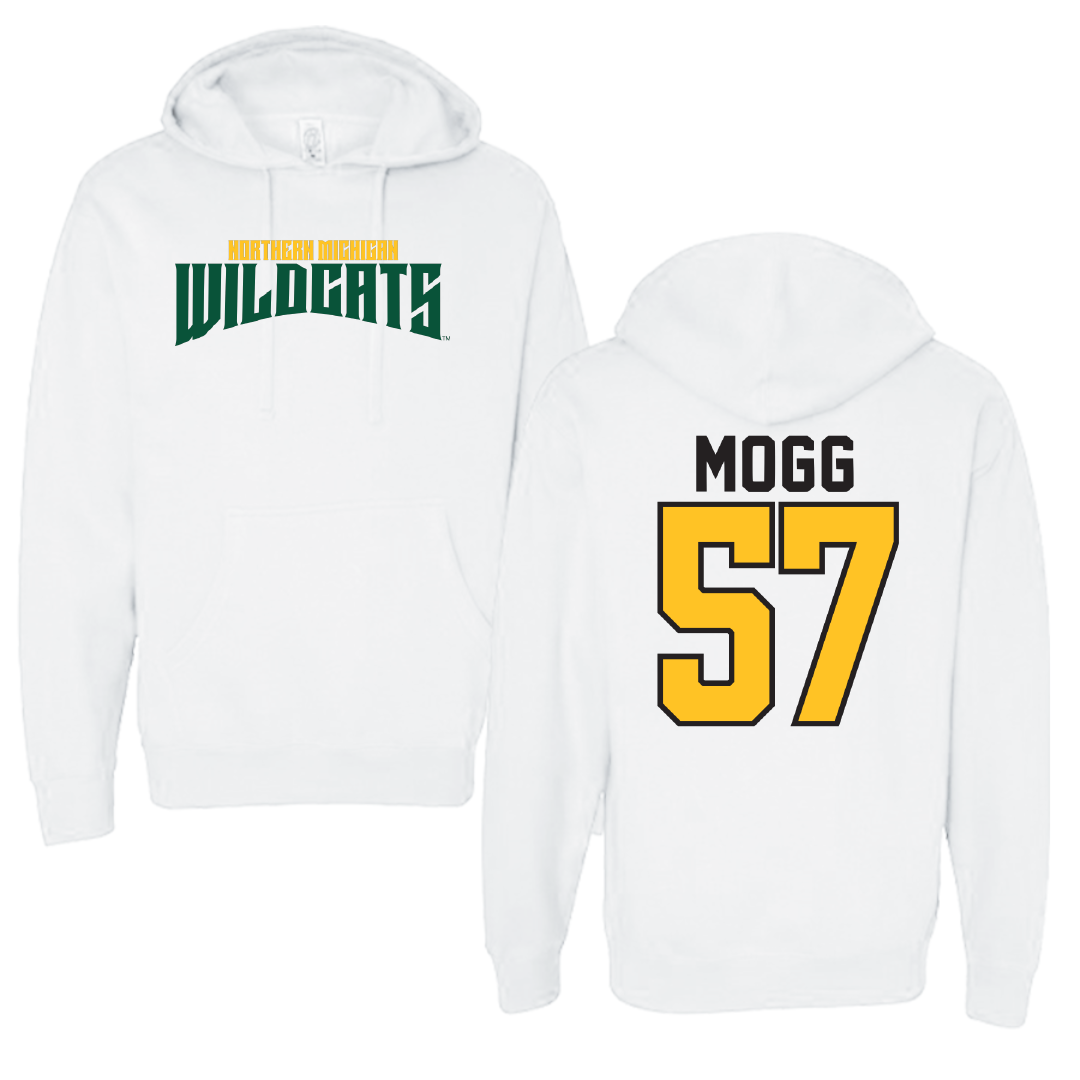 Northern Michigan University Football White Classic Hoodie - #57 Logan Mogg