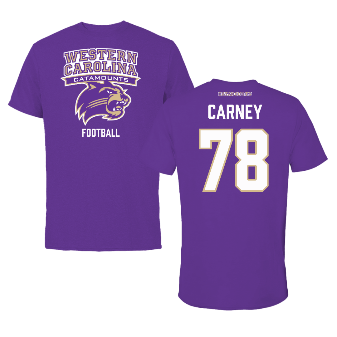 Western Carolina University Football Purple Performance Tee - #78 Evan Carney