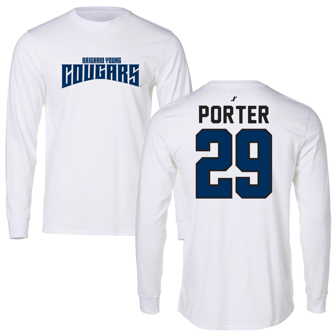 Brigham Young University Baseball White Classic Long Sleeve - #29 Jake Porter
