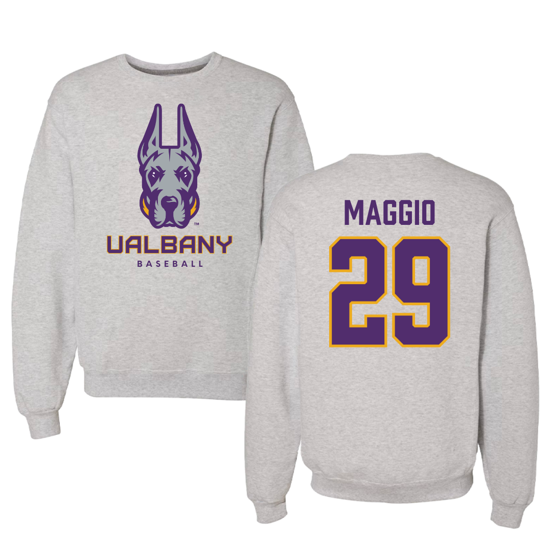 University at Albany Baseball Gray Crewneck - #29 Michael Maggio