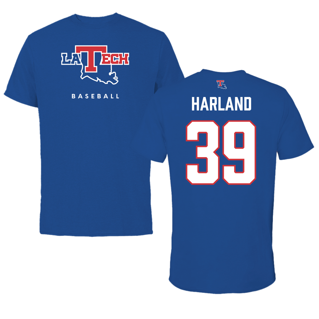 Louisiana Tech University Baseball True Royal Performance Tee - #39 Ryan Harland