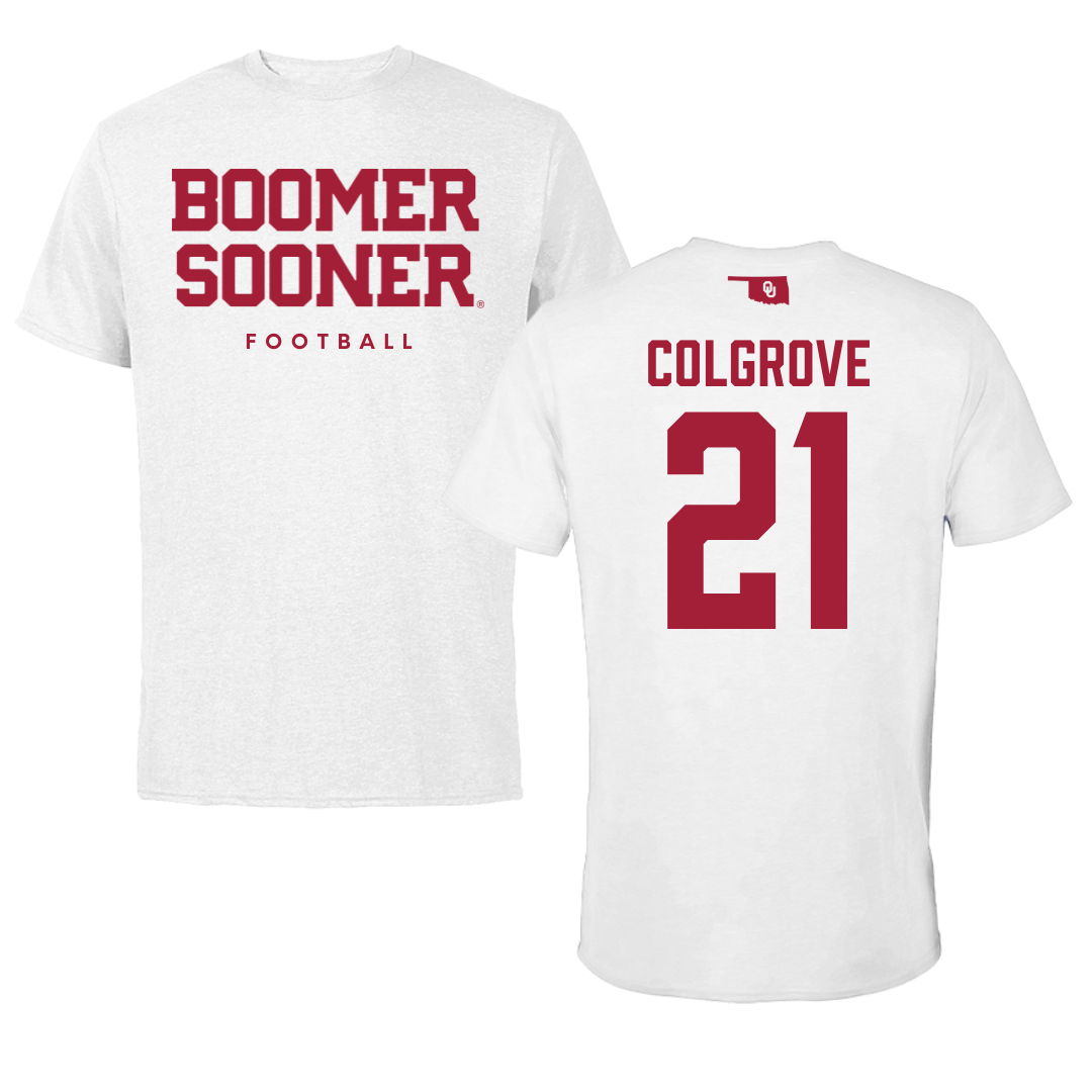 University of Oklahoma Football White Performance Tee - #21 Braylon Colgrove