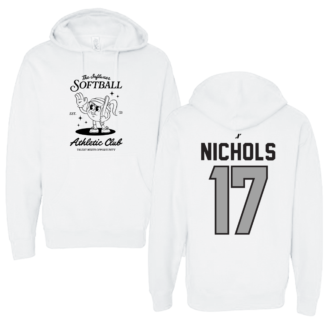 Softball White Influxer Athletic Club Hoodie - #17 Emberly Nichols