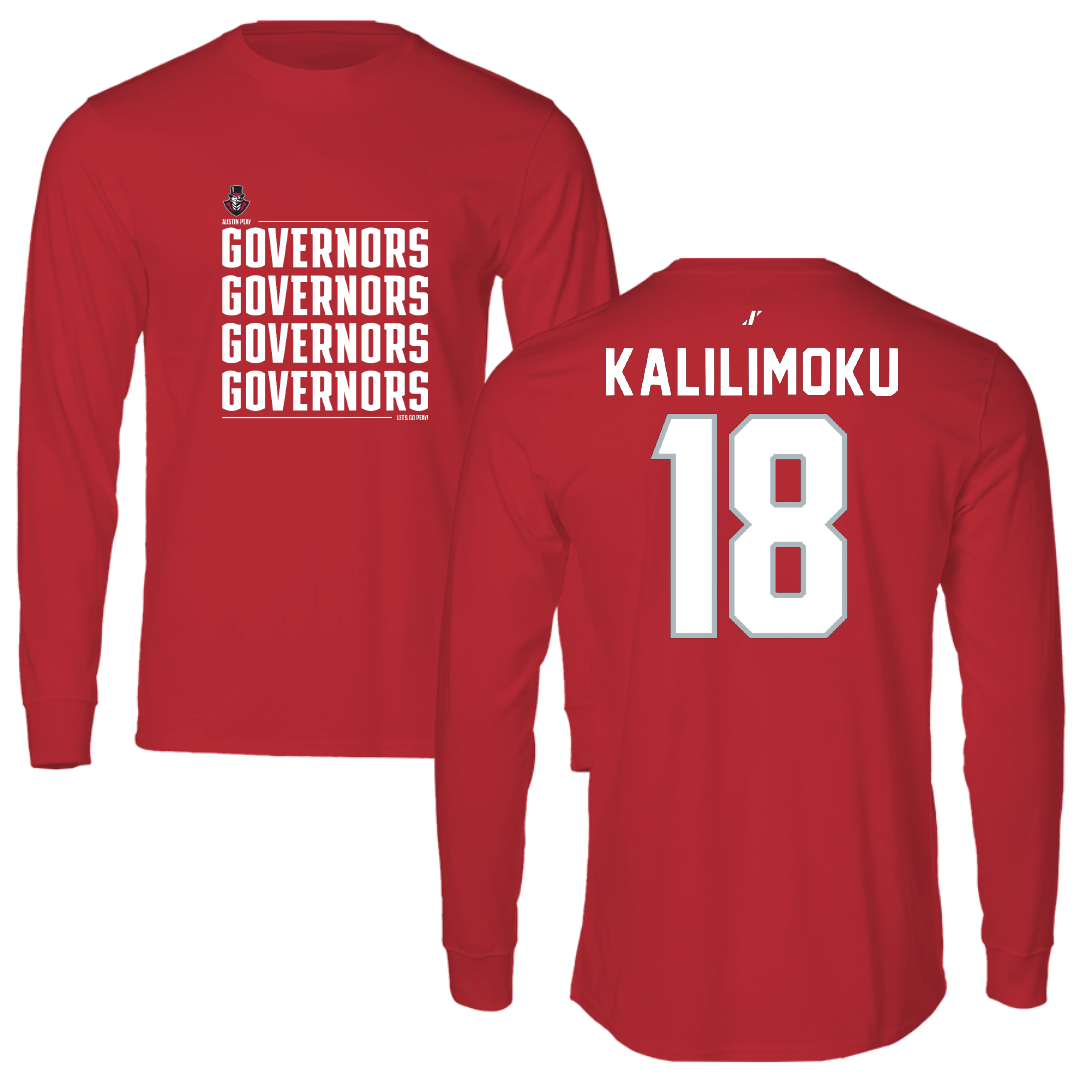 Austin Peay State University Soccer Red General Performance Long Sleeve - #18 Zoey Kalilimoku