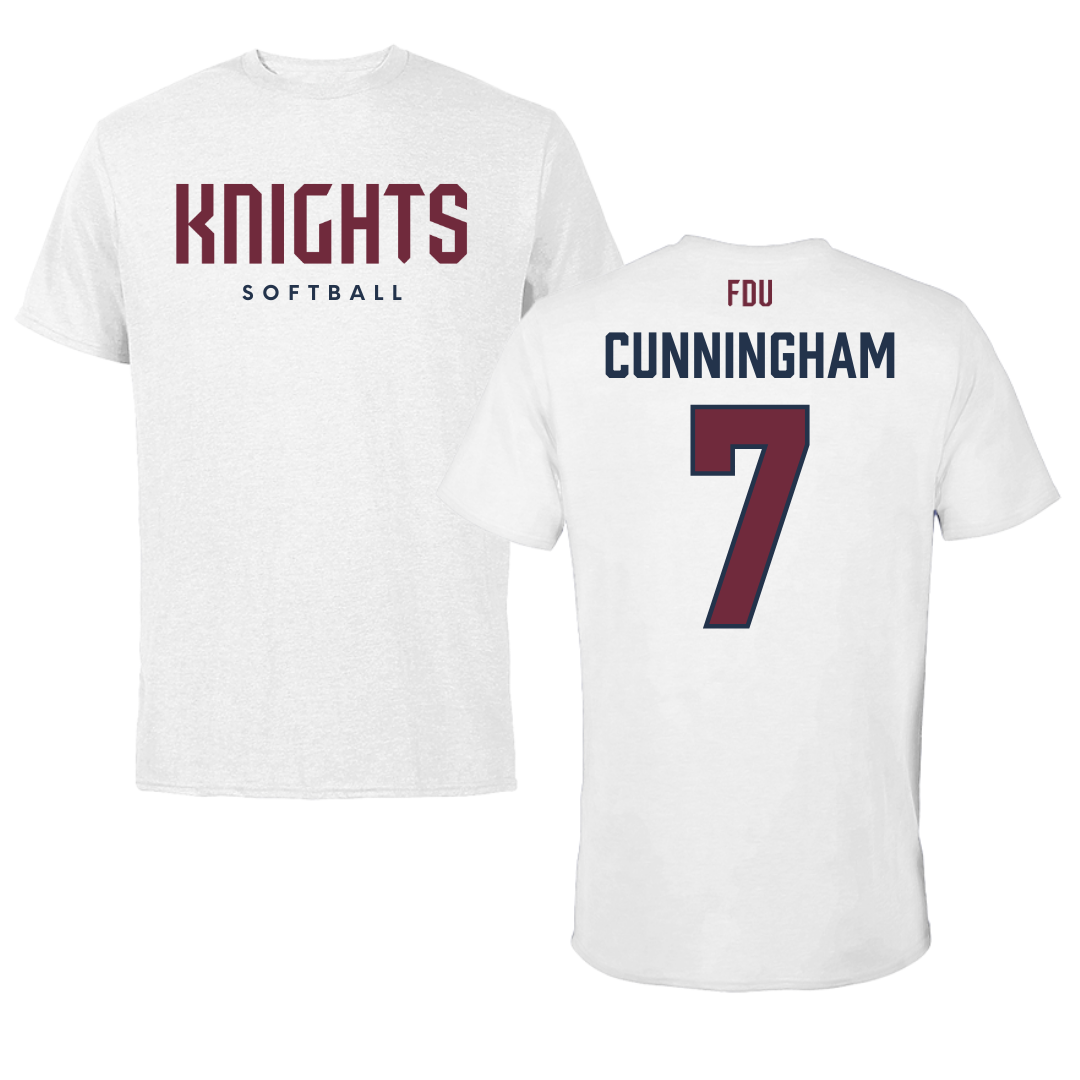 Fairleigh Dickinson University-Metropolitan Campus Softball White Tee - #7 Riley Cunningham