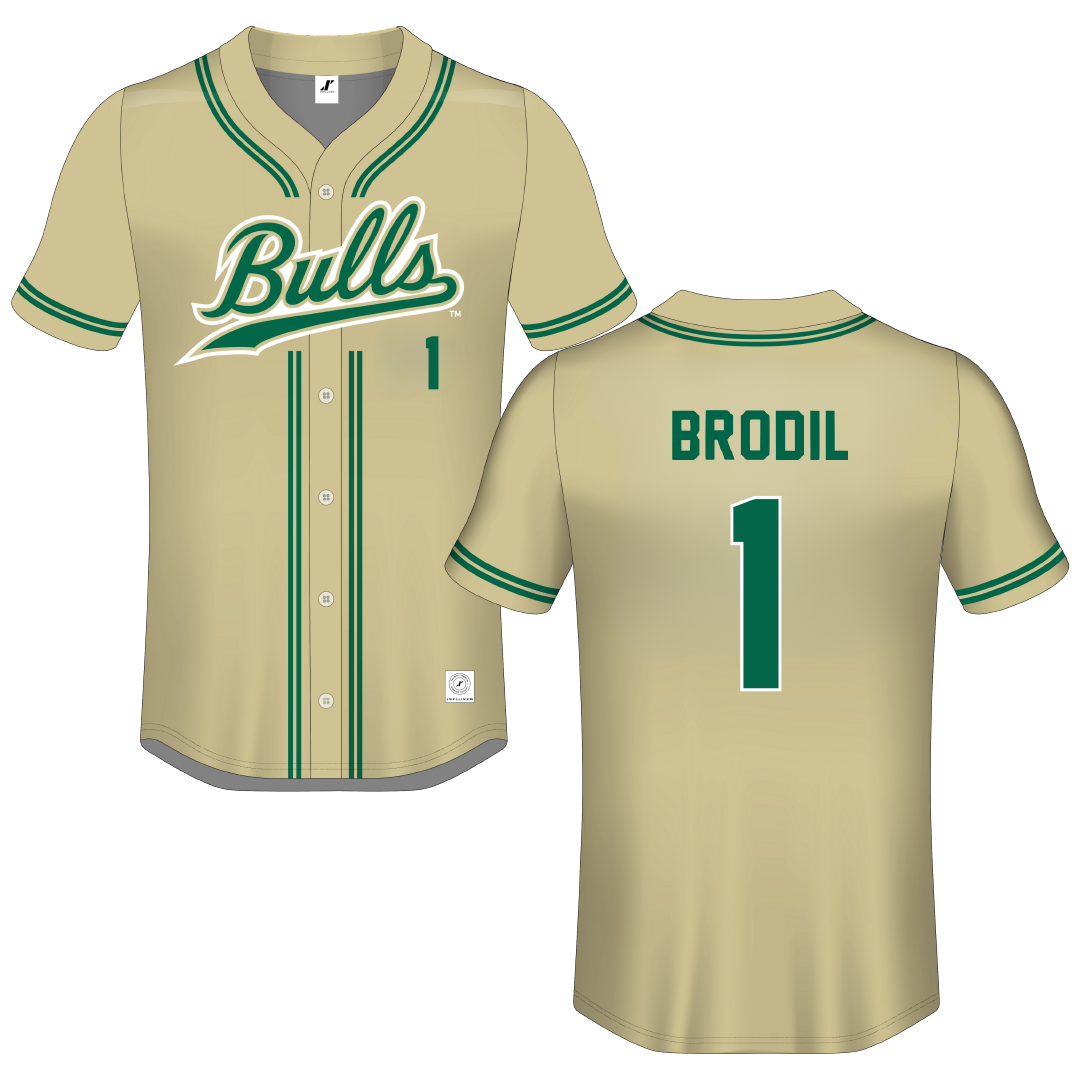 University of South Florida Gold Button-Down Jersey - #1 Marcus Brodil