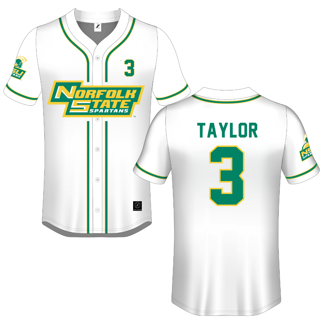 Norfolk State University White Button-Down Jersey - #3 Victoria Taylor