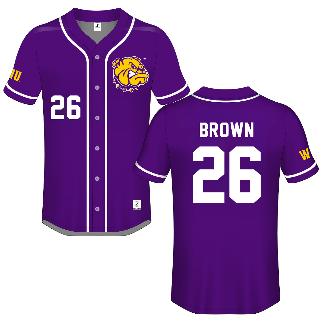 Western Illinois University Purple Button-Down Jersey - #26 Payton Brown