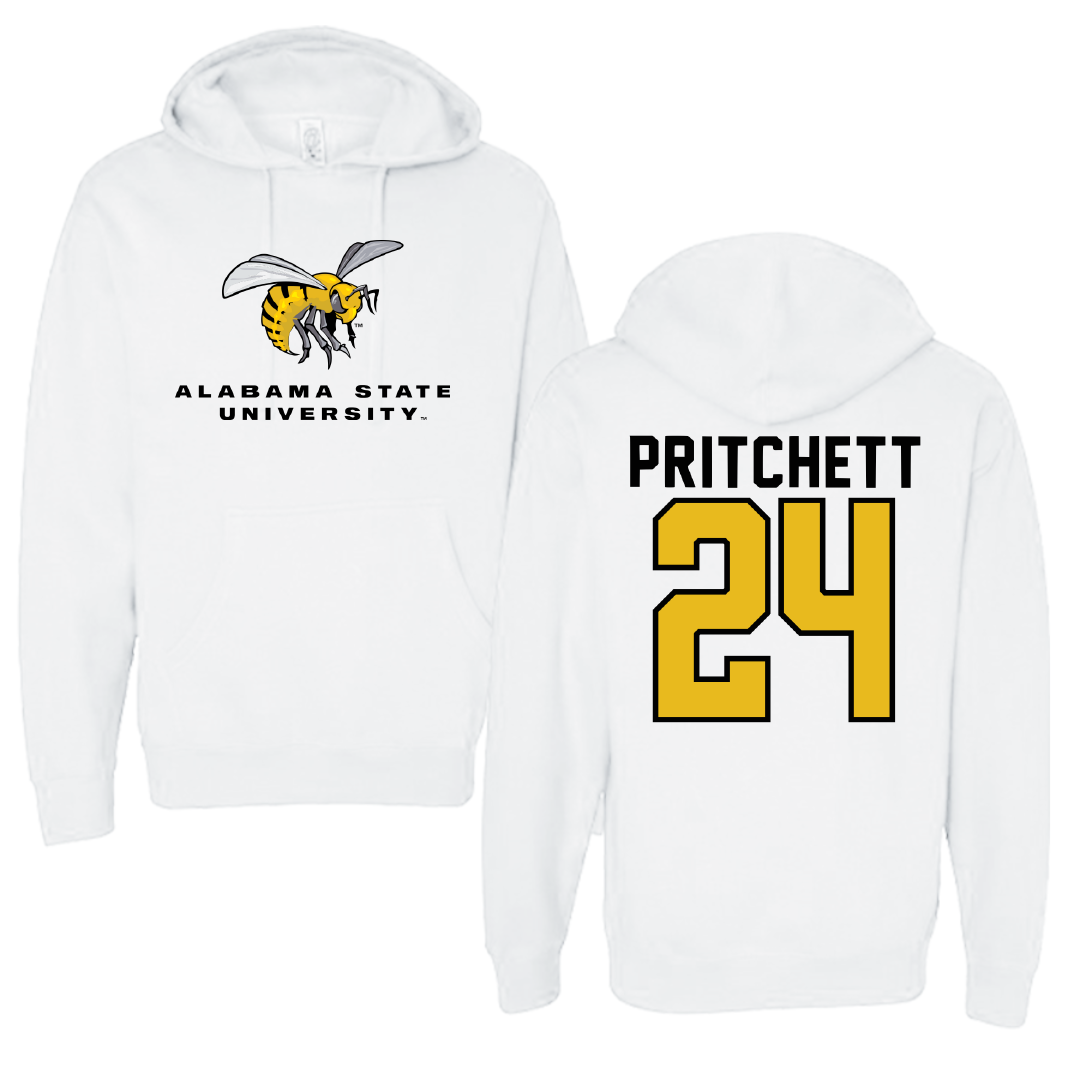 Alabama State University Soccer White Block Hoodie - #24 Ania Pritchett