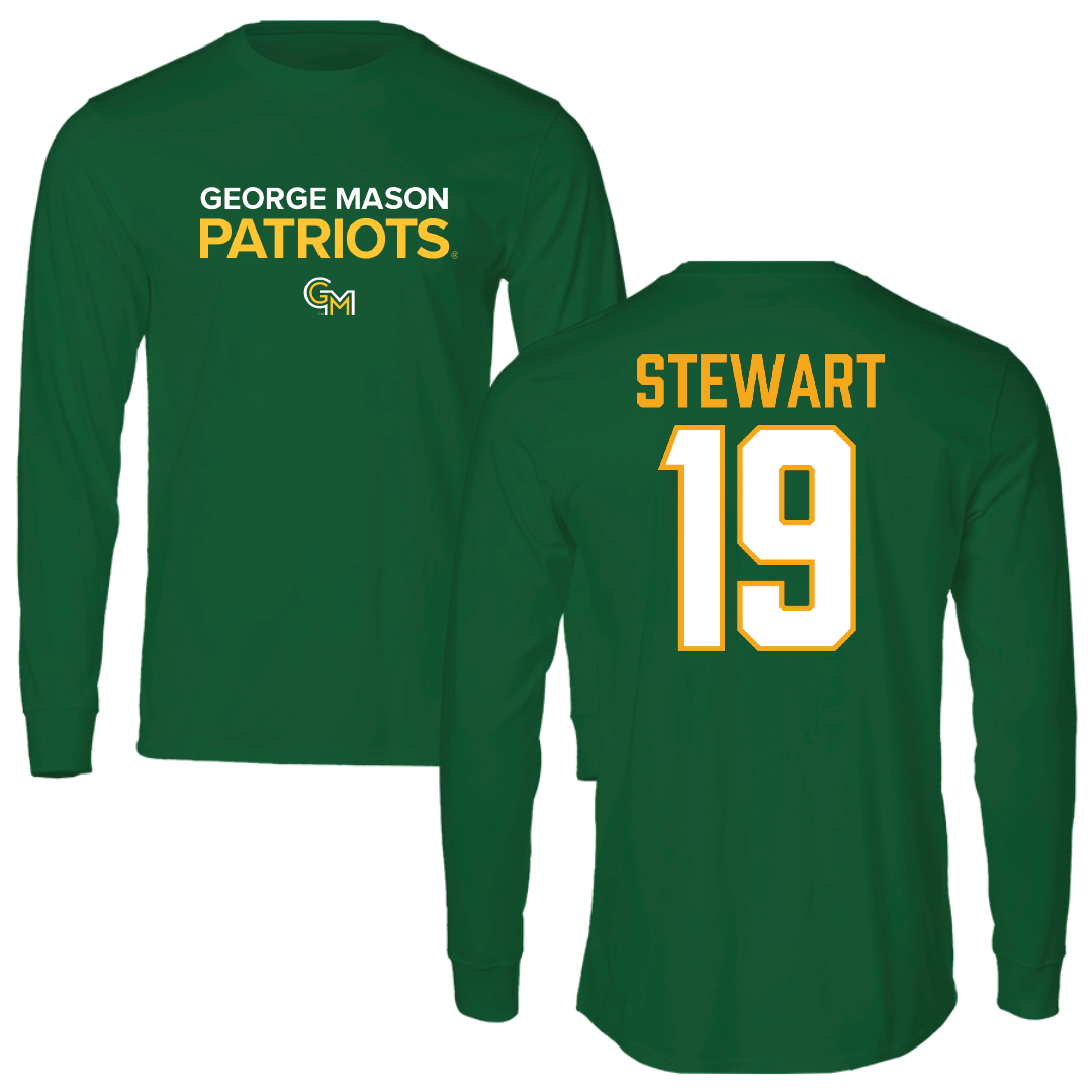 George Mason University Baseball Green Performance Long Sleeve - #19 Owen Stewart