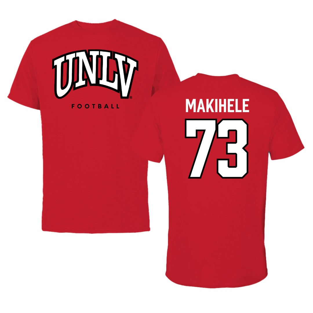 University of Nevada-Las Vegas Football Red Tee - #73 Alani Makihele