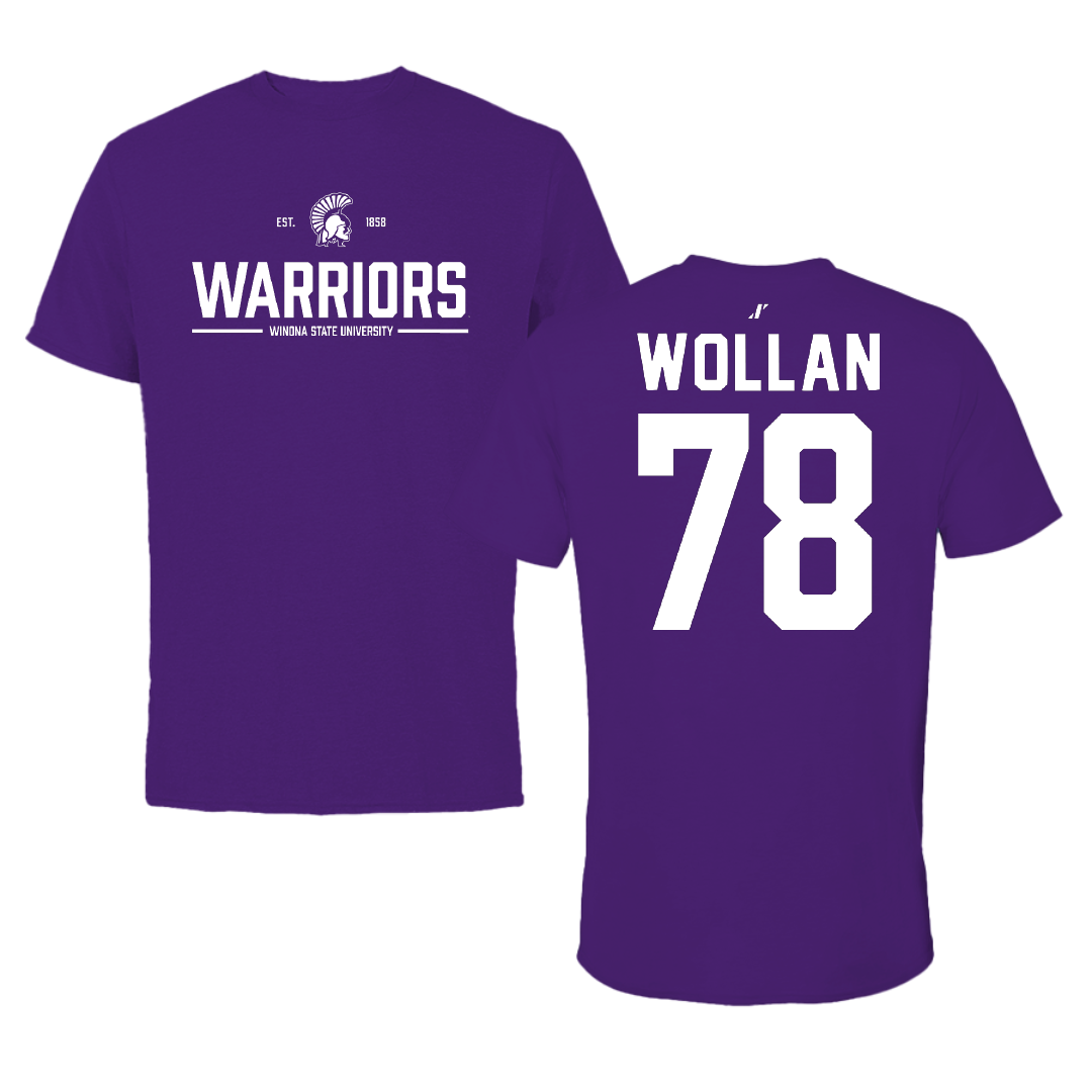 Winona State University Football Purple General Tee - #78 Garit Wollan