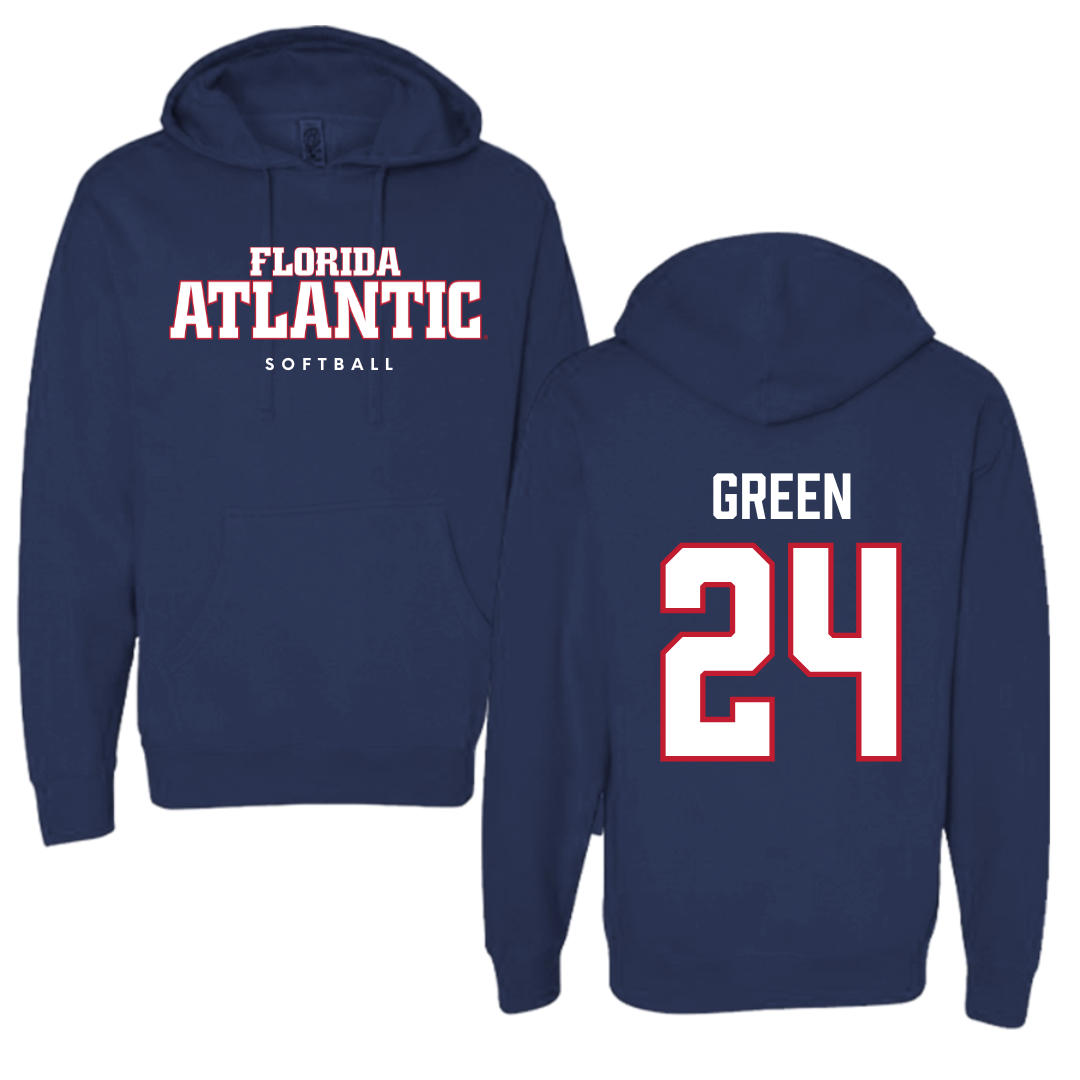 Florida Atlantic University Softball Navy Block Hoodie - #24 Hannah Green